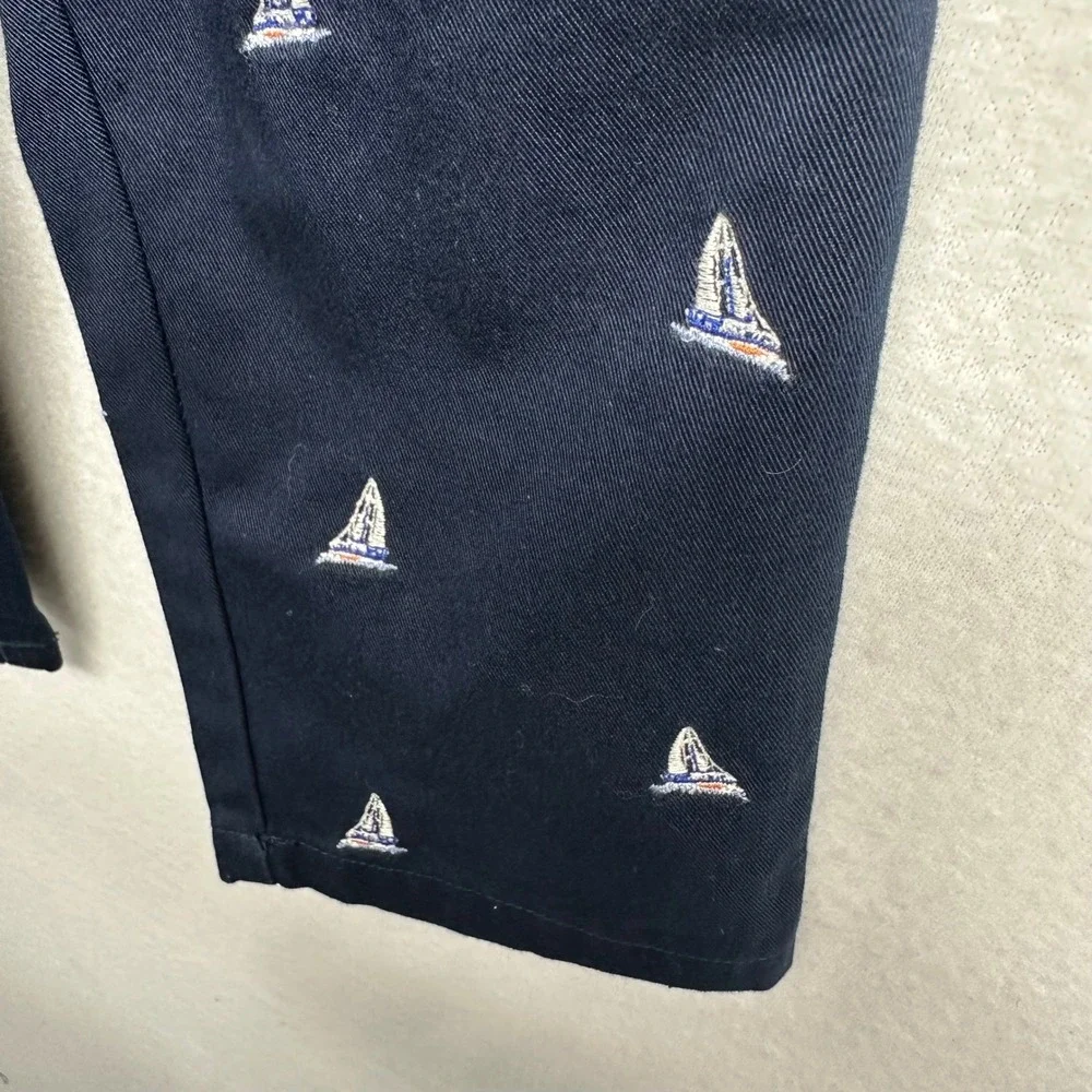 Ralph Lauren Chino Pants Kids 18M Navy Blue Sailboat Embroidered Belted